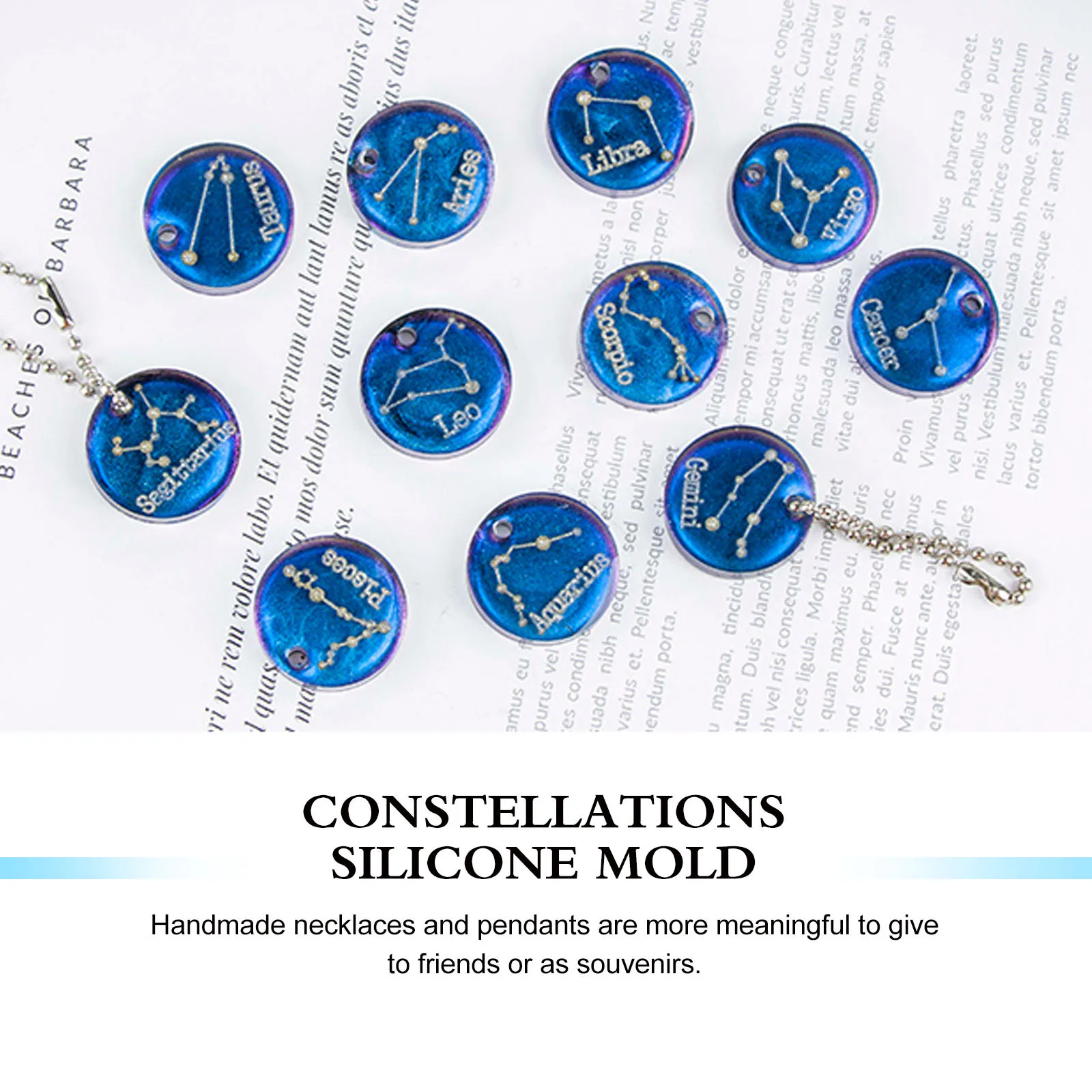 

6 Pcs Zodiac Constellation Silicone Molds DIY H made Necklace Pendant Crafts Easy Release Reusable Jewelry Accessories Mold