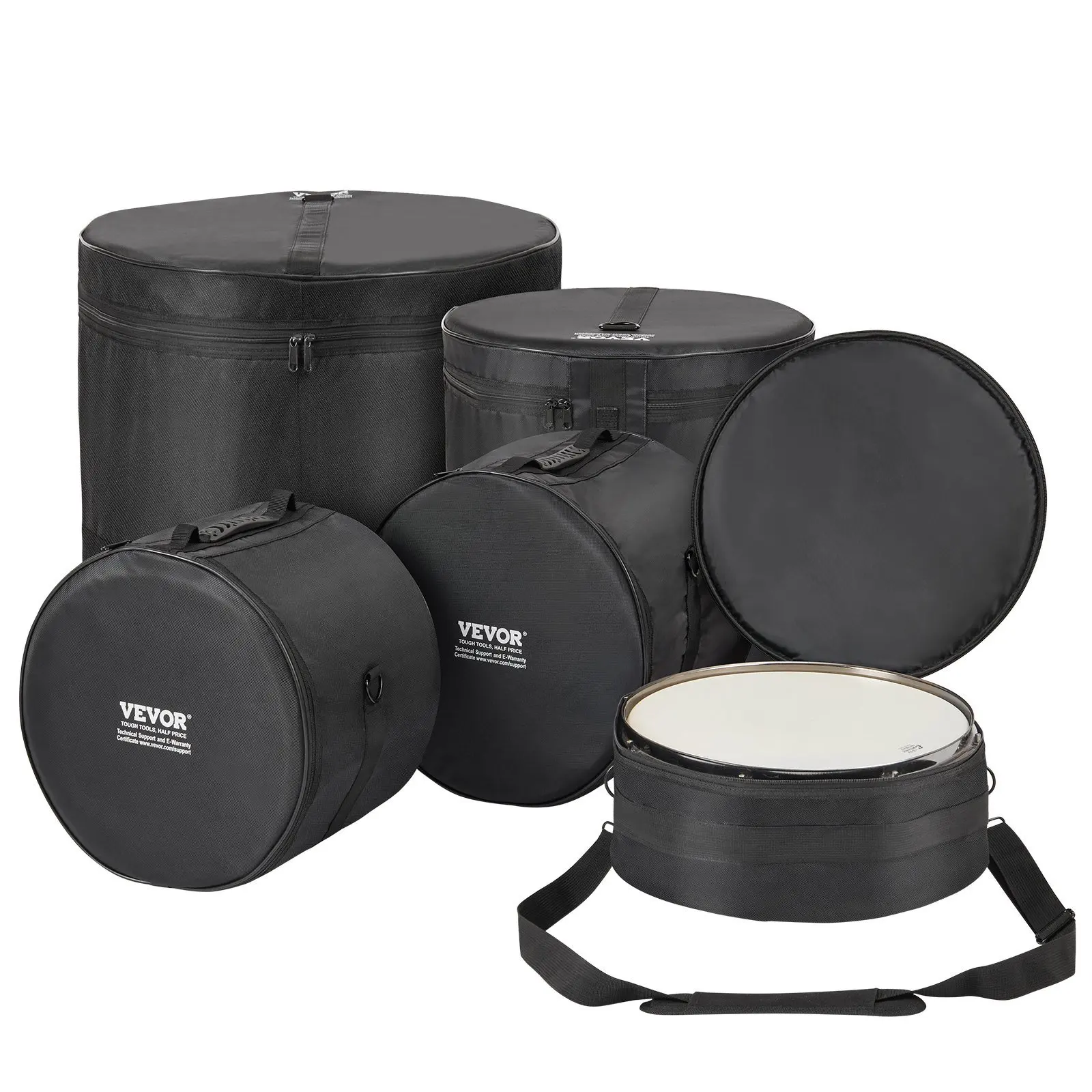 5-Piece Drum Bag Set, 1680D Oxford Fabric, Padded Drum Bags and Cases with 4.92 ft Detachable Shoulder Strap