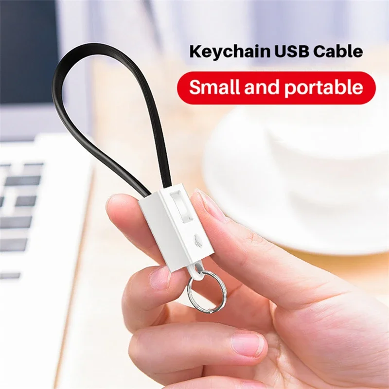 Portable USB Cable Keychain Type C Micro Usb Data Short Cables for Apple Samsung Huawei Xiaomi Mini Key Chain Charger Cord Wire