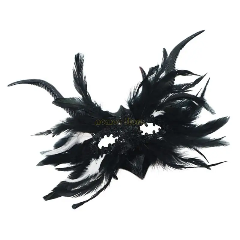 31BF レディース フェザー マスカレード マスク ベネチアン ハロウィン マルディグラ コスチューム マスク パーティー ダンス プロムマスク ハーフフェイスマスク ギフト