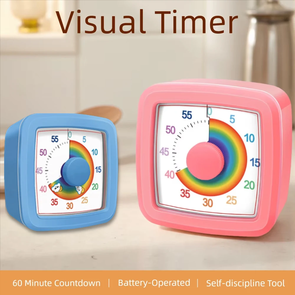 Visual Timer Children's Self-discipline Tool Countdown 60-minute Student Learning Homework Time Pomodoro Stopwatch Management