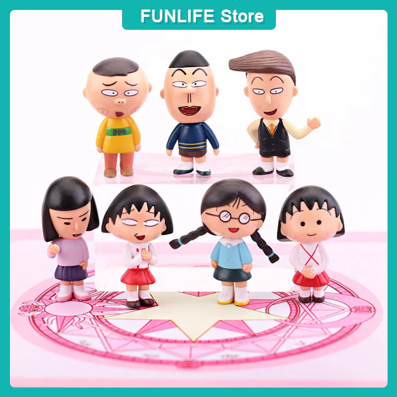 Chibi Maruko-Chan Figure Pvc Model Car Desktop Ornament Maruko Anime Figure Collection Toys Cartoon Doll Decoration Kids Gift