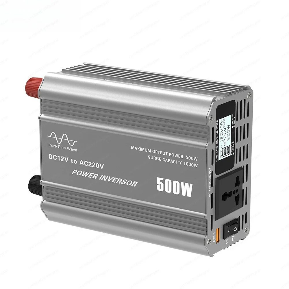 

500W pure sine wave inverter 12V to 220V power converter with display full power QC3.0 fast charge