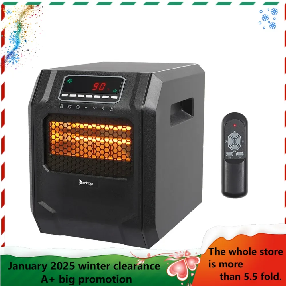 HT1188N 1500W Quartz Tube Heater Digital Style 4 Quartz Tubes Black (Change to Metal Fan)