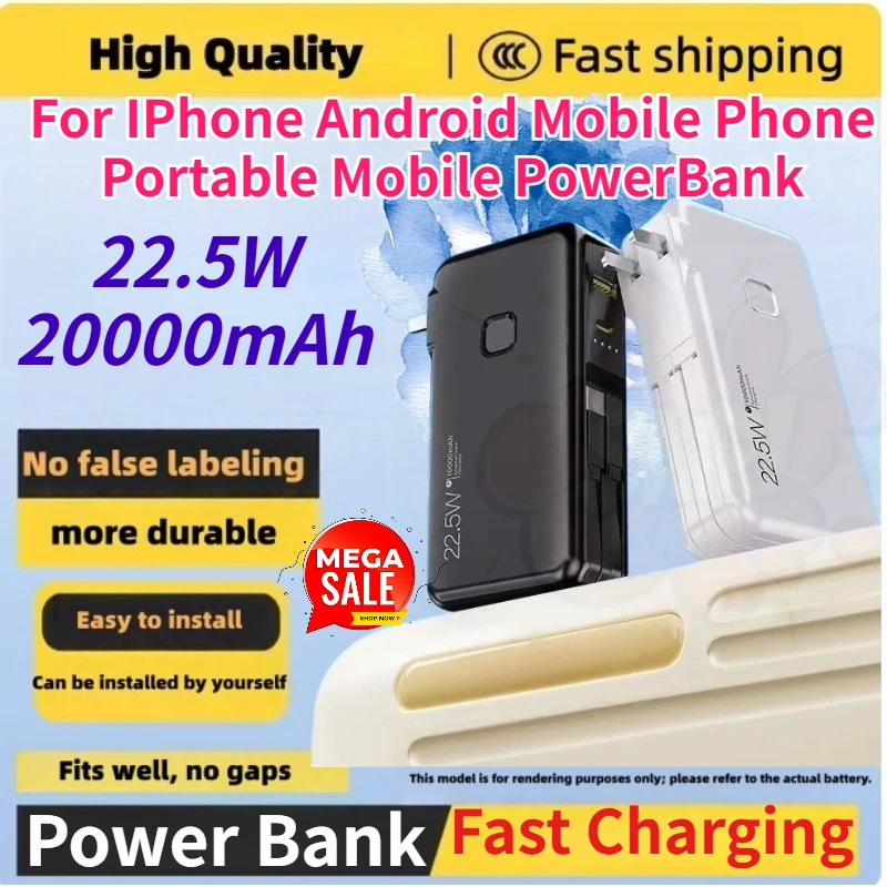 Brand New 20000mAh 22.5W Fast Charging Power Bank for IPhone Android Mobile Phone Portable Mobile PowerBank