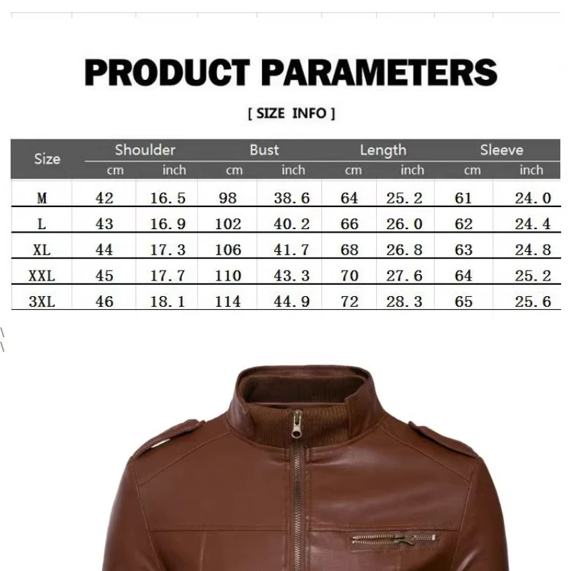 Nova jaqueta de couro masculina jaqueta de motocicleta, gola alta moderna, jaqueta de couro masculina elegante e emagrecedora