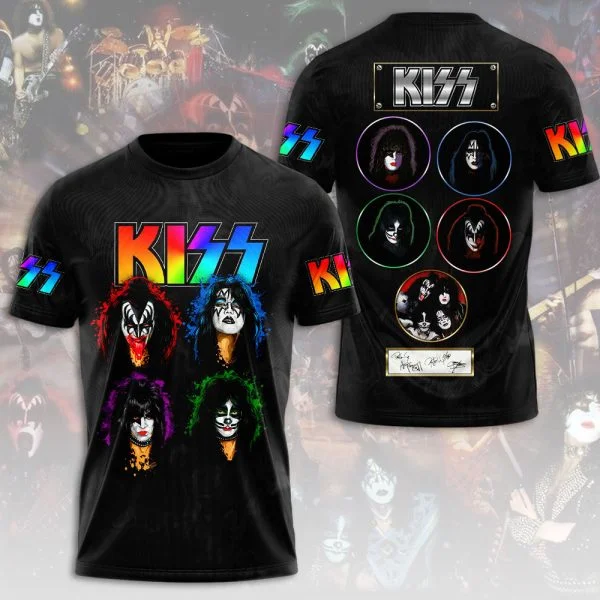 Classic Rock Kiss Band 3d พิมพ์ผู้ชายผู้หญิงแฟชั่นเสื้อยืด Hip Hop Tops Tees เด็ก T เสื้อผู้ชายเสื้อผ้า Heavy Metal Top Music