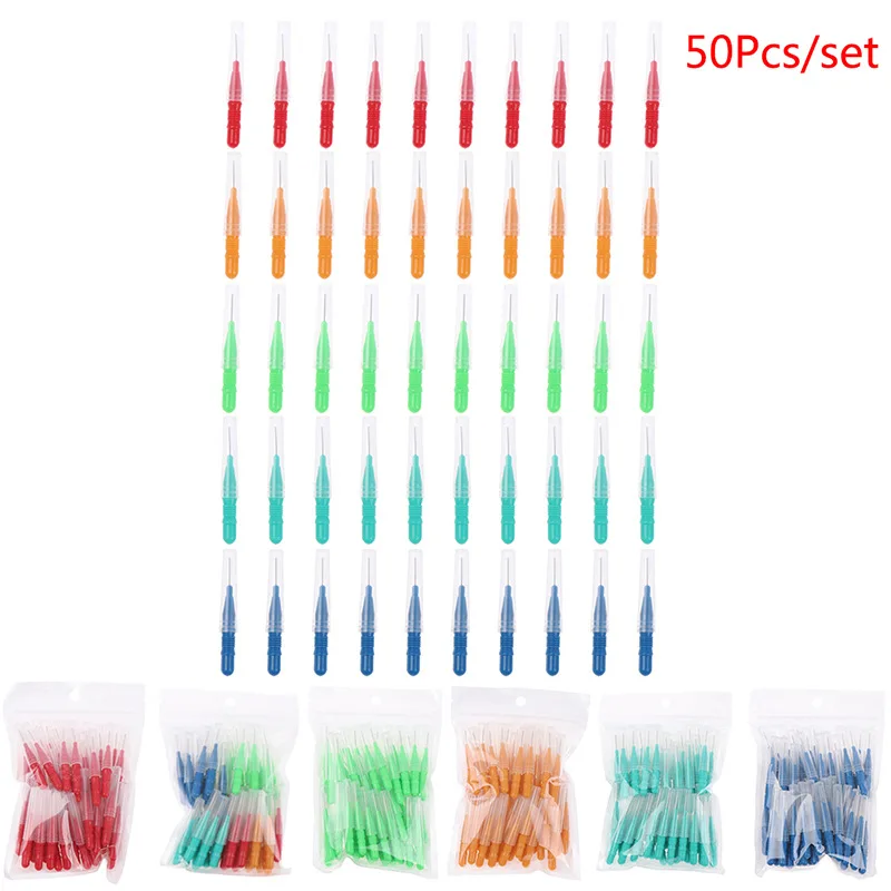 

50Pcs/Box Toothpick Dental Interdental Brush Cleaning Between Teeth Oral Care Orthodontic I Shape Tooth Floss