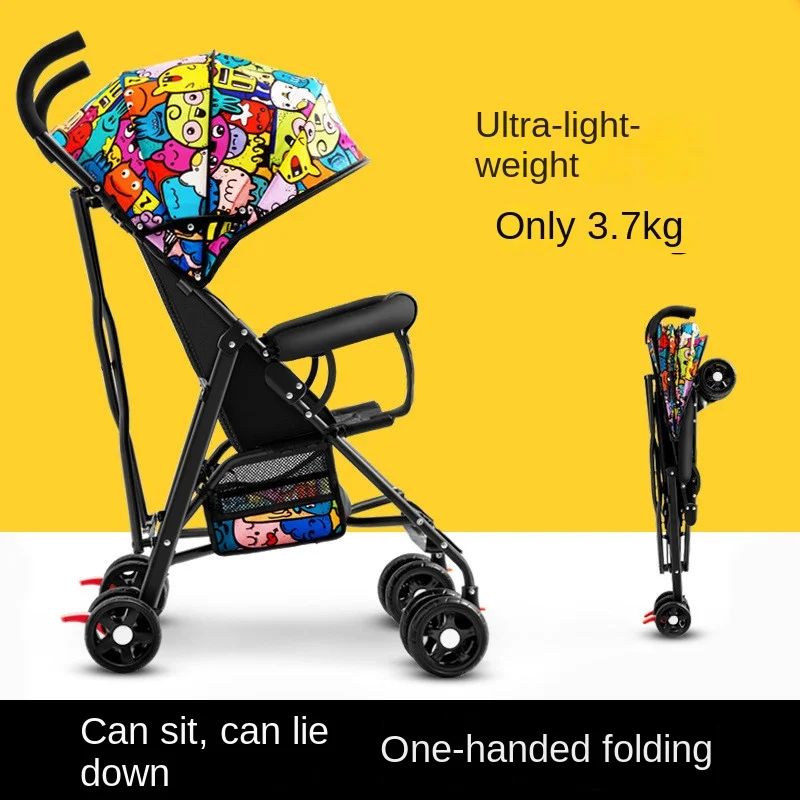 Baby-Buggy zum Sitzen oder Liegen, Leichter Klappbarer Regenschirm-Kinderwagen für 0 bis 3 Jahre alte Kinder