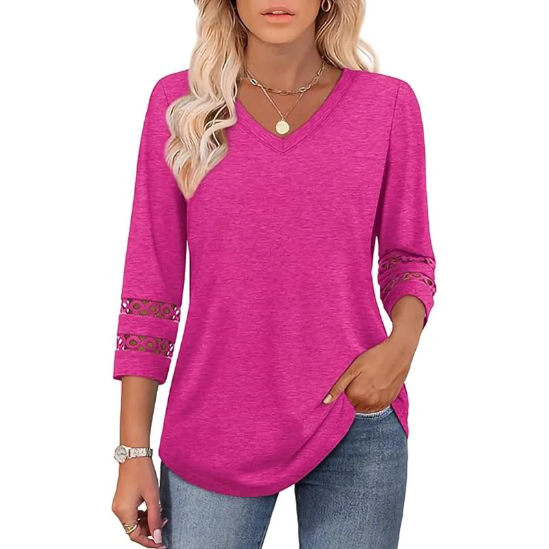 

Fashion Solid Color Loose V-neck Sleeve Women's 2025 New Knitted Sweater Casual Top Hollow Europe and America