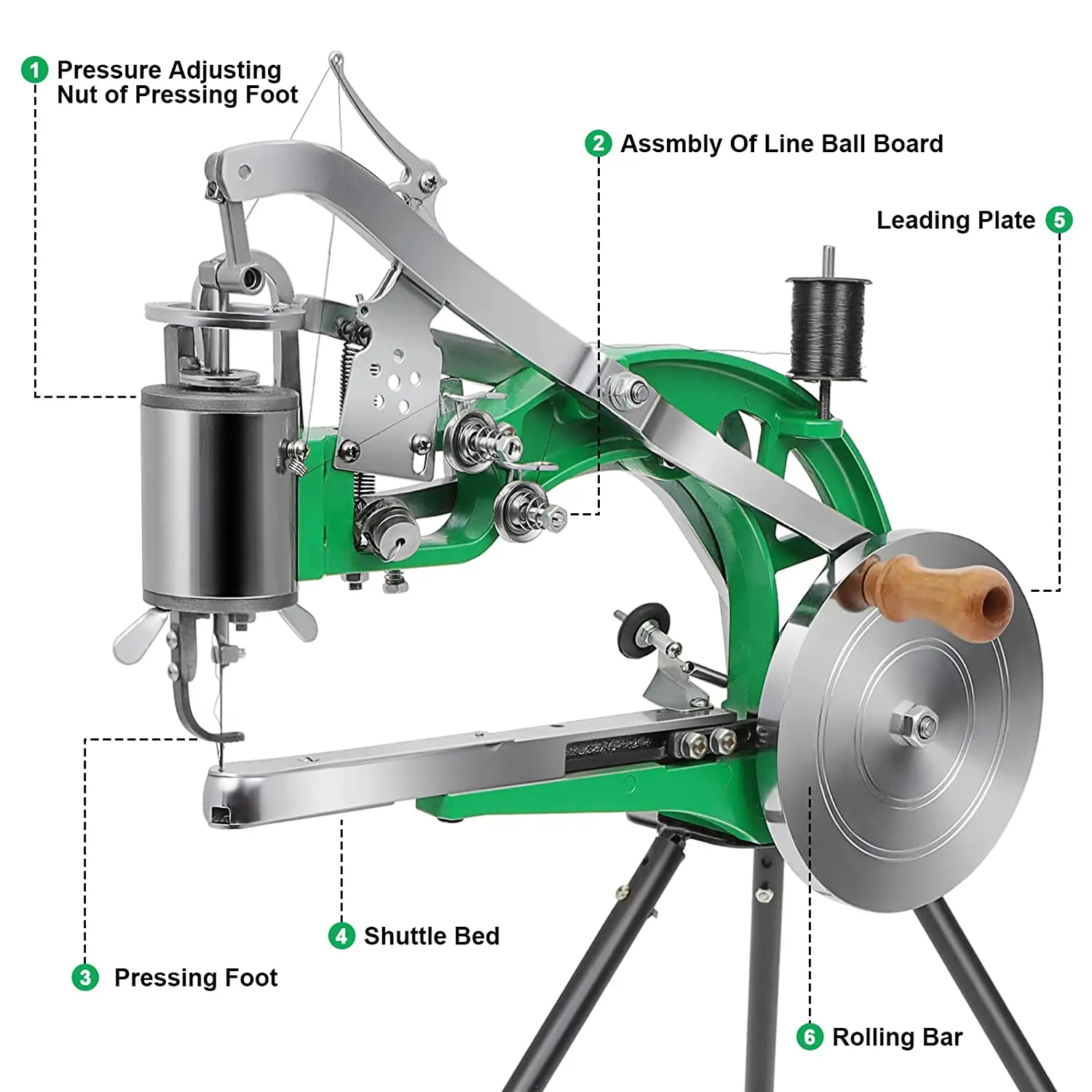 Imagem -04 - Máquina de Costura Manual de Metal Sapateiro para Reparação de Couro e Sapatos de Borracha Especial 360 ° Ajustável