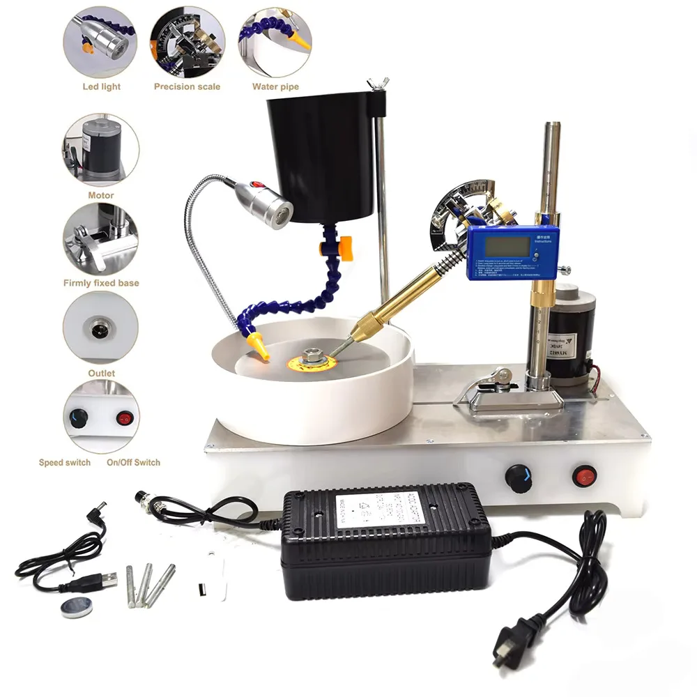 Gem Jade Processing Small Jade Jewelry Cutting Machine Digital Display Adjustable Speed Plane Polishing Machine 110/220V