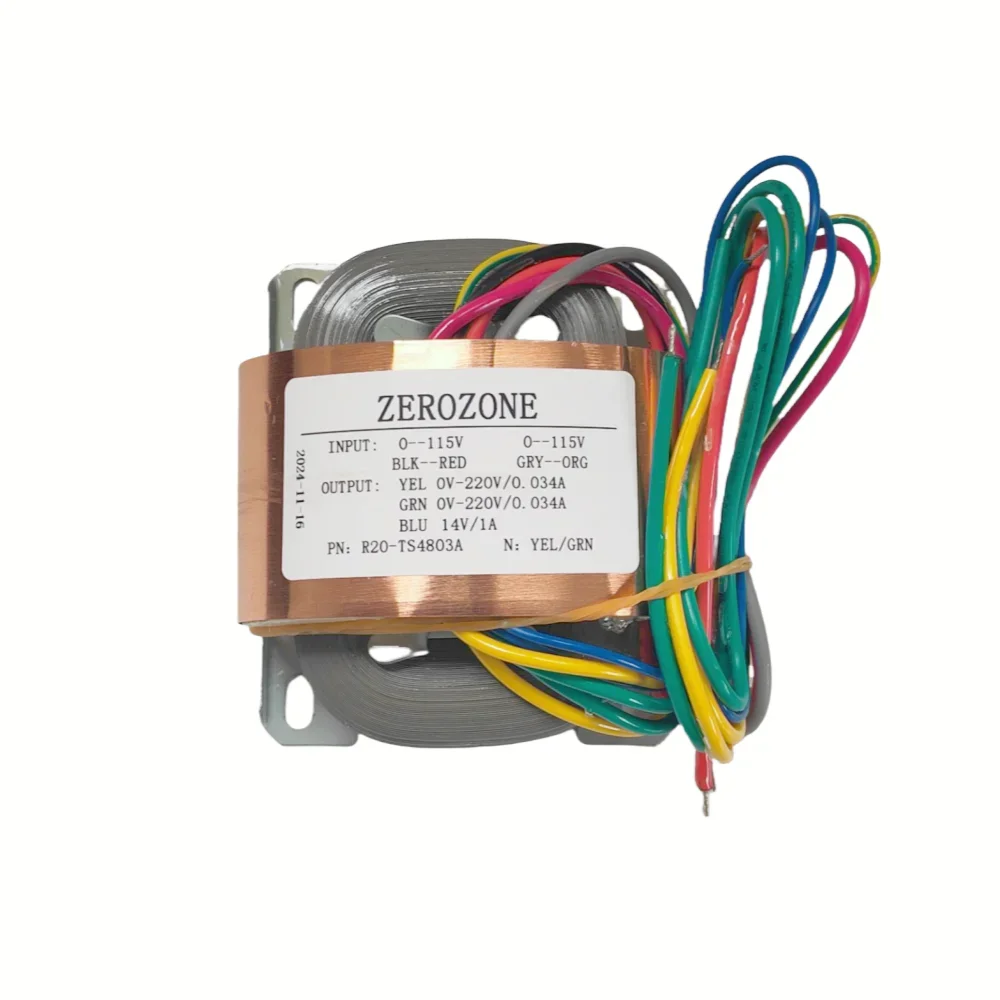 Transformador R20-TS4803A 30W R-Core a PRT, Elevador/Reductor de Voltaje, Entrada 0-115VX2 o 230V, Salida 220VX2 0.034A 14V 1A para Electrónica