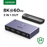 UGREEN HDMI 2.1 2.0 8K Switch 3 in 1 Out with Remote Control 8K@60Hz, 4K@120Hz Converter Splitter Switcher For Xbox PS5 Monitors