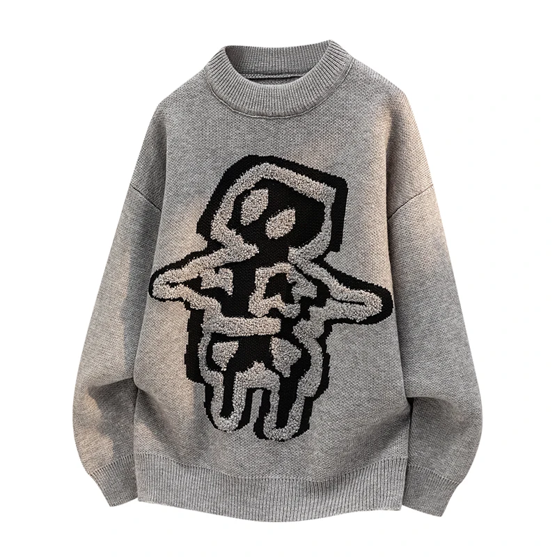 2026 Autumn-Winter New Men's Fashion Loose Trendy Knitted Sweater Base Shirt