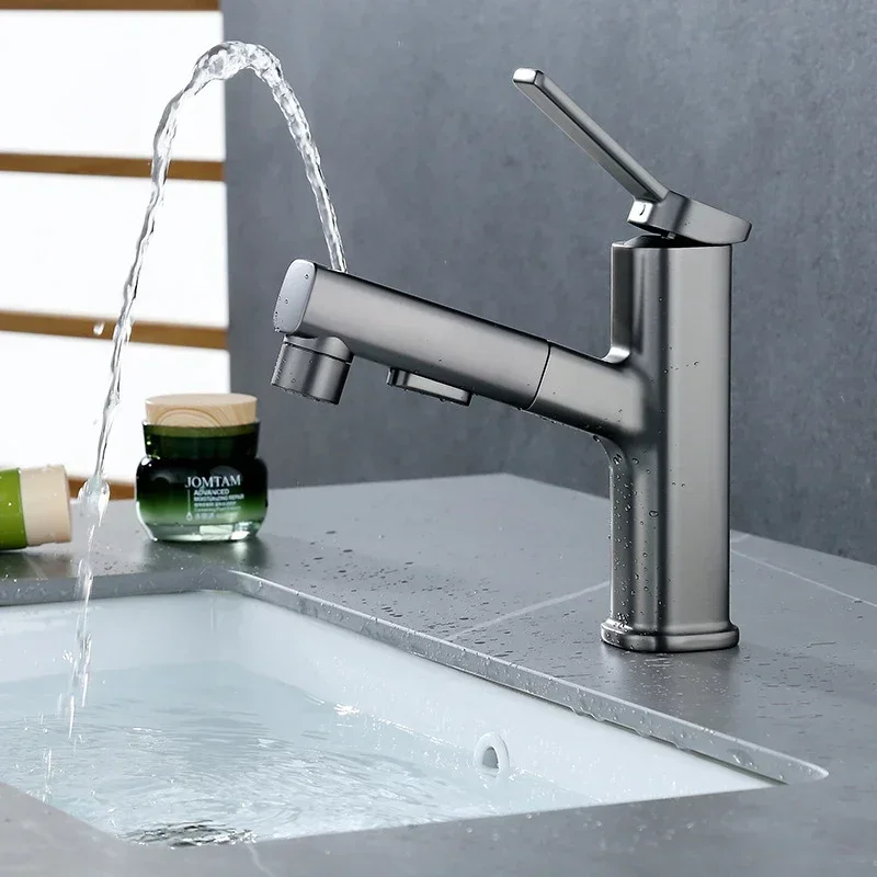 Multifunctional Scalable Hot Cold Water Bathroom Faucet Washbasin Faucets Rotating Sink Mixer Tap Pull Out Basin Water Tap