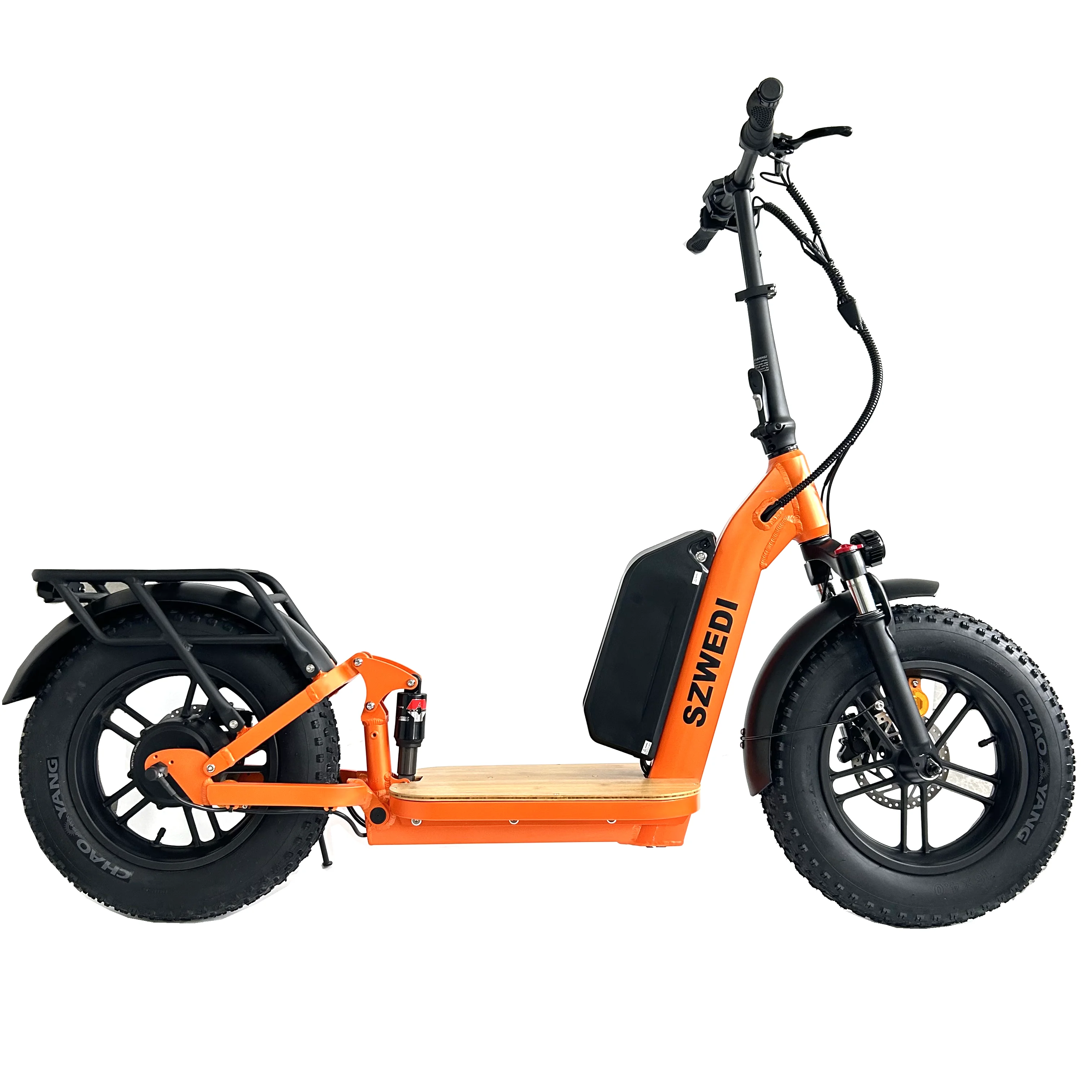 

Electric Scooter Fat Tire Maximum 1200W 16x4.0 inch Wheel Pneumatic tyre 52V15Ah Battery Rear Drive Motor 25mph with Full Suspen