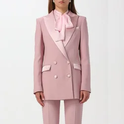 Elegant Pink Suits for Women Luxury Double Breasted Peak Lapel Slim Fit Female Clothing Office Lady Outerwear Blazer Terno 2026