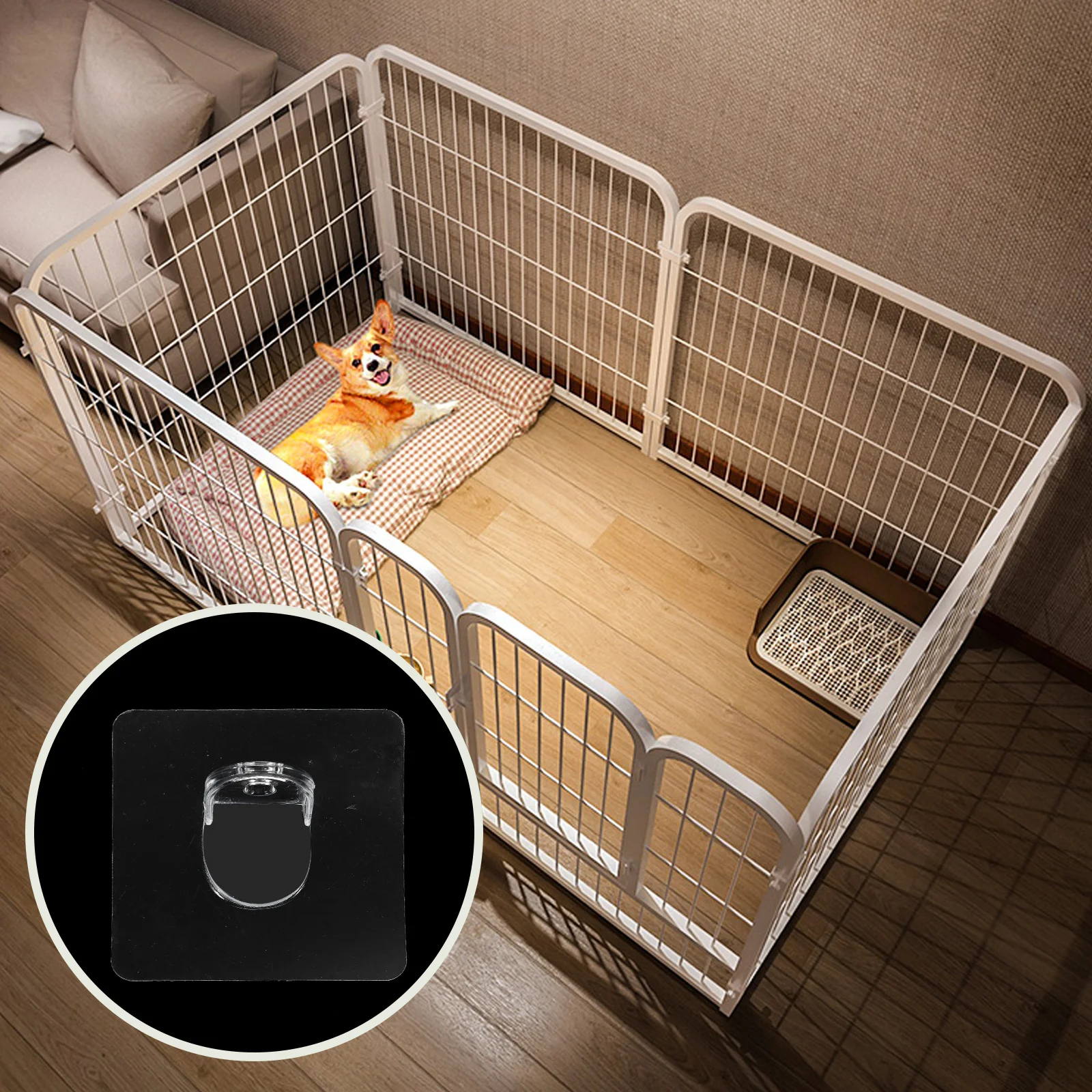 

8Pcs Pet Fence Holder Transparent Self-Adhesive Anti-Slip Cage Fixator Portable Pet Cage Accessories Acrylic Holder