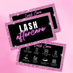 50pcs/Lot Eyelash Aftercare card  Shining Lash Extension business Card Sparkling Paper Lash Care Card Loyalty Cards