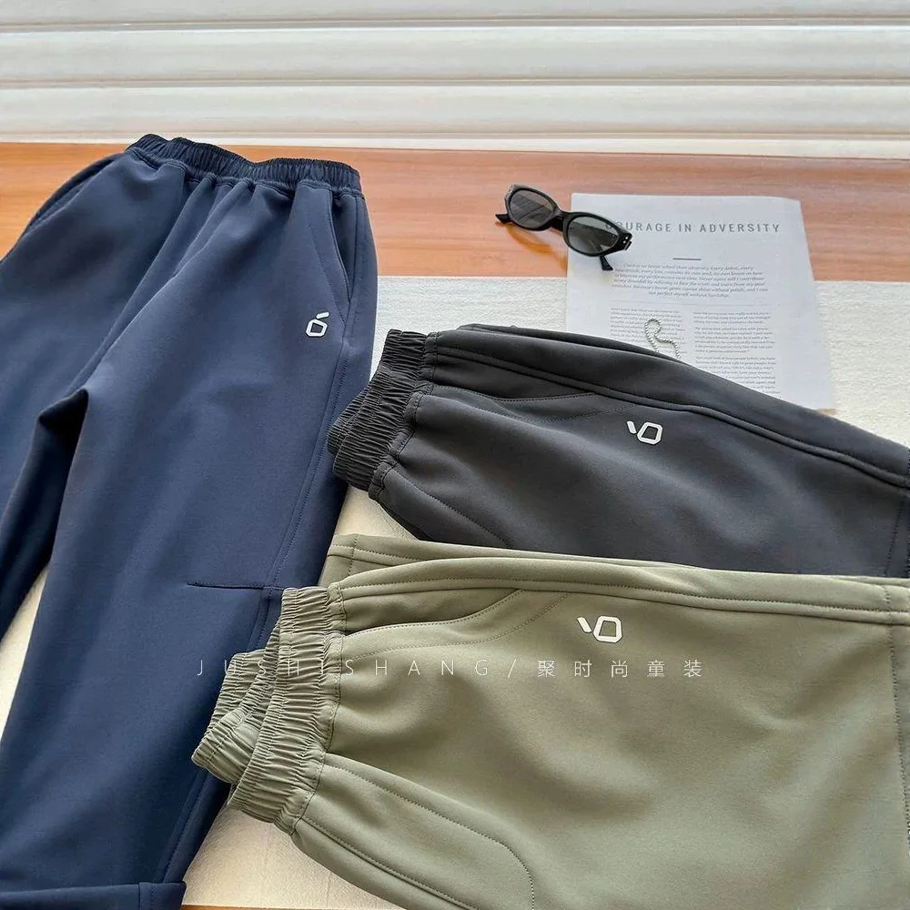 Boy Fleece Pants Winter Children's Autumn and Winter Outdoor Windproof Thermal Pants Boy Thickened Integrated Fleece Trousers