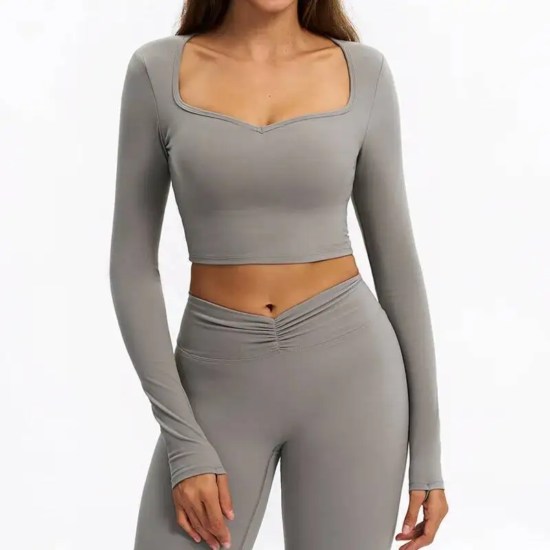 

Ningyu Sexy Sportswear Woman Gym Long Sleeve Yoga Clothes Fiess Sports Crop Top Female Breathable Running Quick Dry Sweatshirt