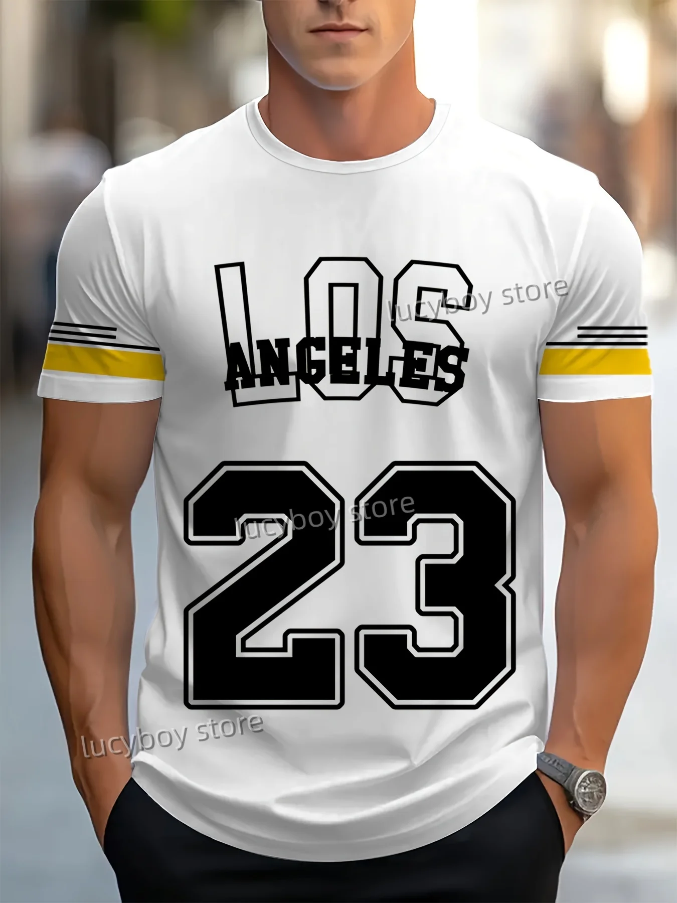 Summer Mens King NO.23  Print T-Shirt Man Short Sleeve Sportwear Football T-Shirt Vintage Oversize 4 colors Tees Men Clothes