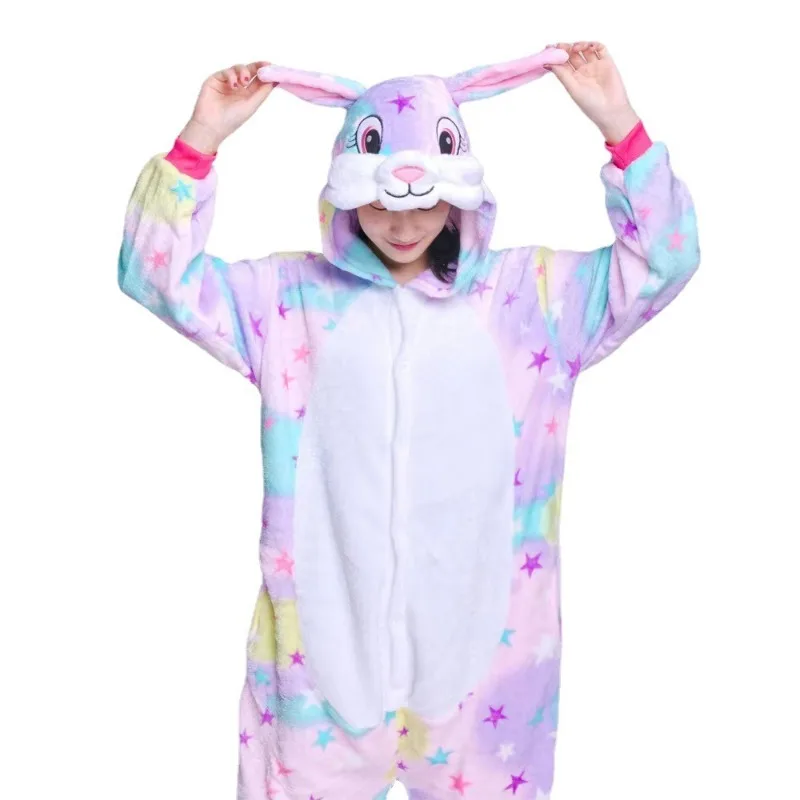 Kids Cosplay Pajamas Animal Sleepwear Rainbow Star Rabbit Jumpsuits Boys Girls Pijamas Suit Children Pajamas Spotted Dog Bunny