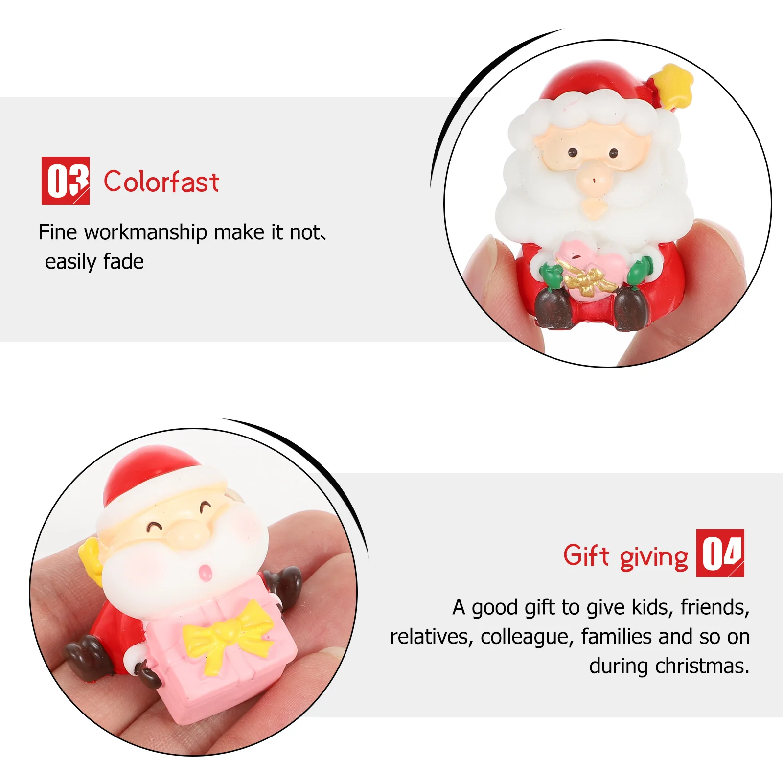 

6Pcs Micro Landscape Santa Claus Resin Craft Decoration Lovely Xmas Desktop Adorn Cute Festival Party Adornments Small Resin