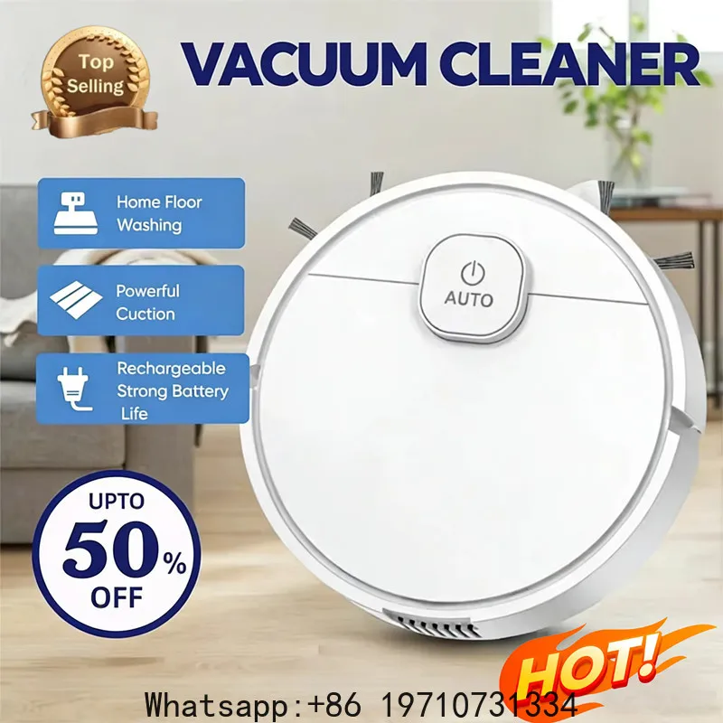 3 In 1 Sweeping and Vacuuming Wireless Vacuum Cleaner Smart Wireless Robot for Home Floor Washing Carpet Pet Hair