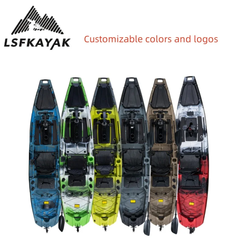 LSF Factory جديد 3.7 متر/12ft البلاستيك الصيد والماء اللعب كاياك الجلوس على نظام دواسة محرك الصيد كاياك لاستخدام شخص واحد