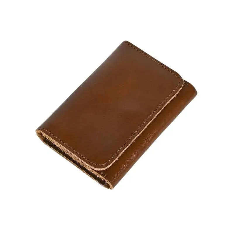 Echte Rindsleder-Geldbörse für Männer und Frauen, Vintage Handgefertigte Kurze Kleine Herren-Geldbörse, Kompakter Kartenhalter, Leder-Münzbörse – Detail 6