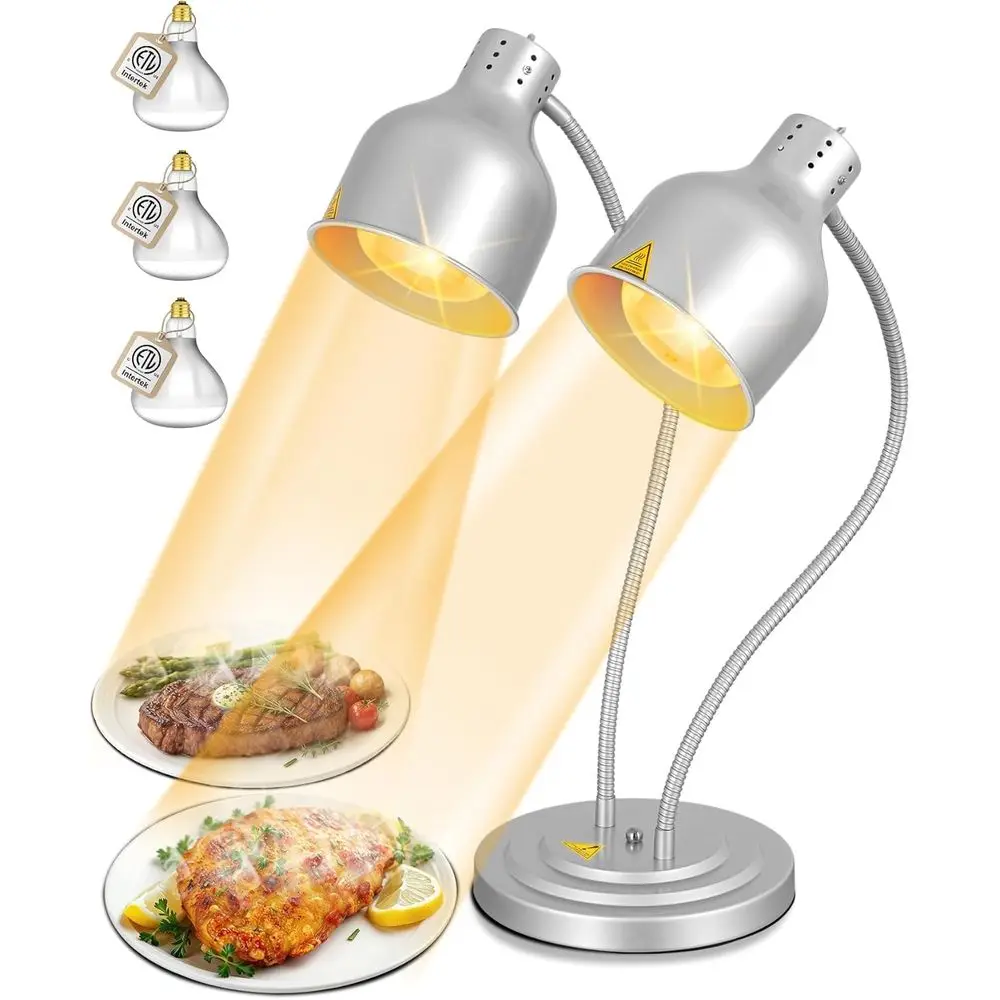 

ood Heat Lamp, Commercial ood Warmer, 2-ood Warming Light, 500W Portable Electric Heating Lamps, Catering ood Warming Lamp or Re