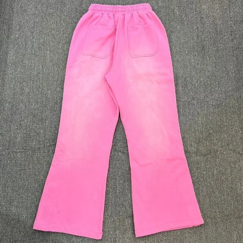 24ss Washed Pink Oversized Pants Men Women 1:1 Best Quality Pure Cotton Casual Trousers