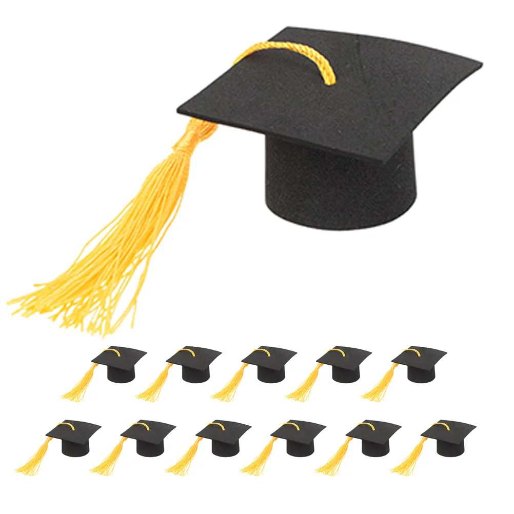 12 Pcs Cake Decoration 2024 Graduation Cupcake Toppers Cap Decors Tassel Decorations