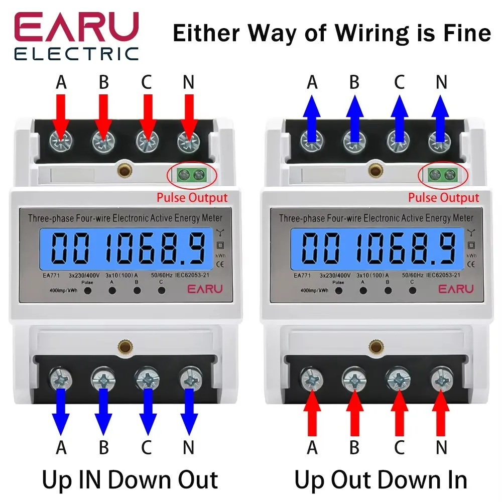 Imagem -04 - Medidor Eletrônico de Energia Ativa Monitor de Consumo de Energia Wattmeter Kwh Meter Fases Trilho Din de Fios 50hz 60hz
