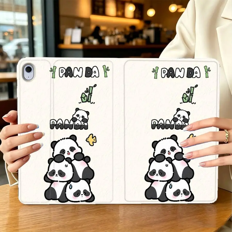 Strawberry Two Panda Art With Pencil Holder Case for Samsung Galaxy Tab S11 A11 S7 S8+ A8 S9 FE A9Plus A7 Lite S10FE S10 Plus