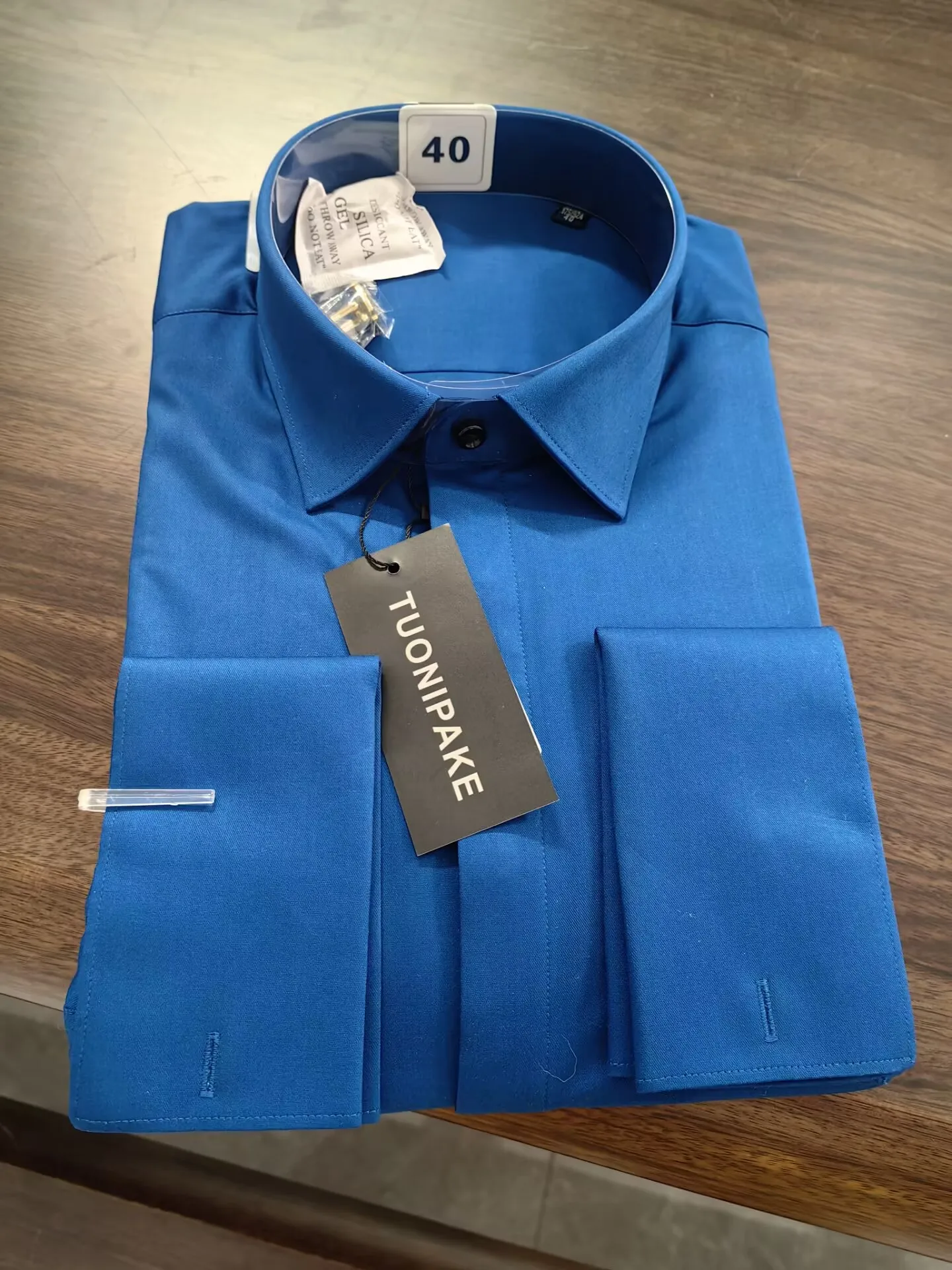 8X camisa de estilo francés para hombre, ajustada, de manga larga, formal de negocios, fibra de bambú, talla grande, color sólido, vestido formal para hombre, gemelos