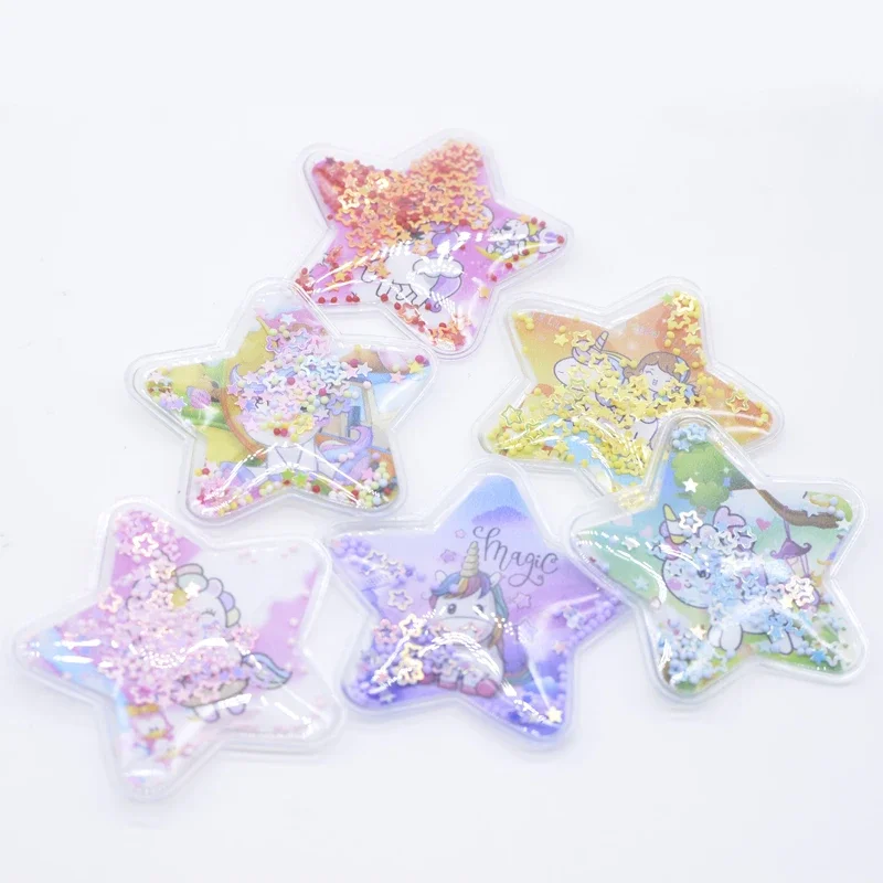 12Pcs 50mm Printed Colorful Star Sequins Appliques for DIY Girl Headwear Clips Bow Pendant Decor Accessories Clothes Patches