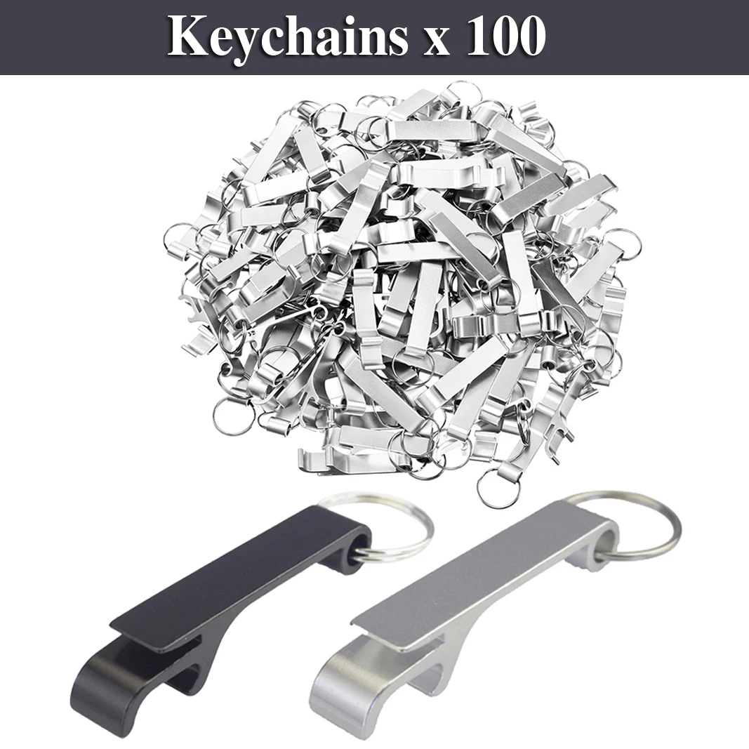 

100Pcs Portable Beer Bottle Opener Keychain Mini Pocket Aluminum Alloy Beverage Beer Bottle Opener Wedding Party Favor Gifts