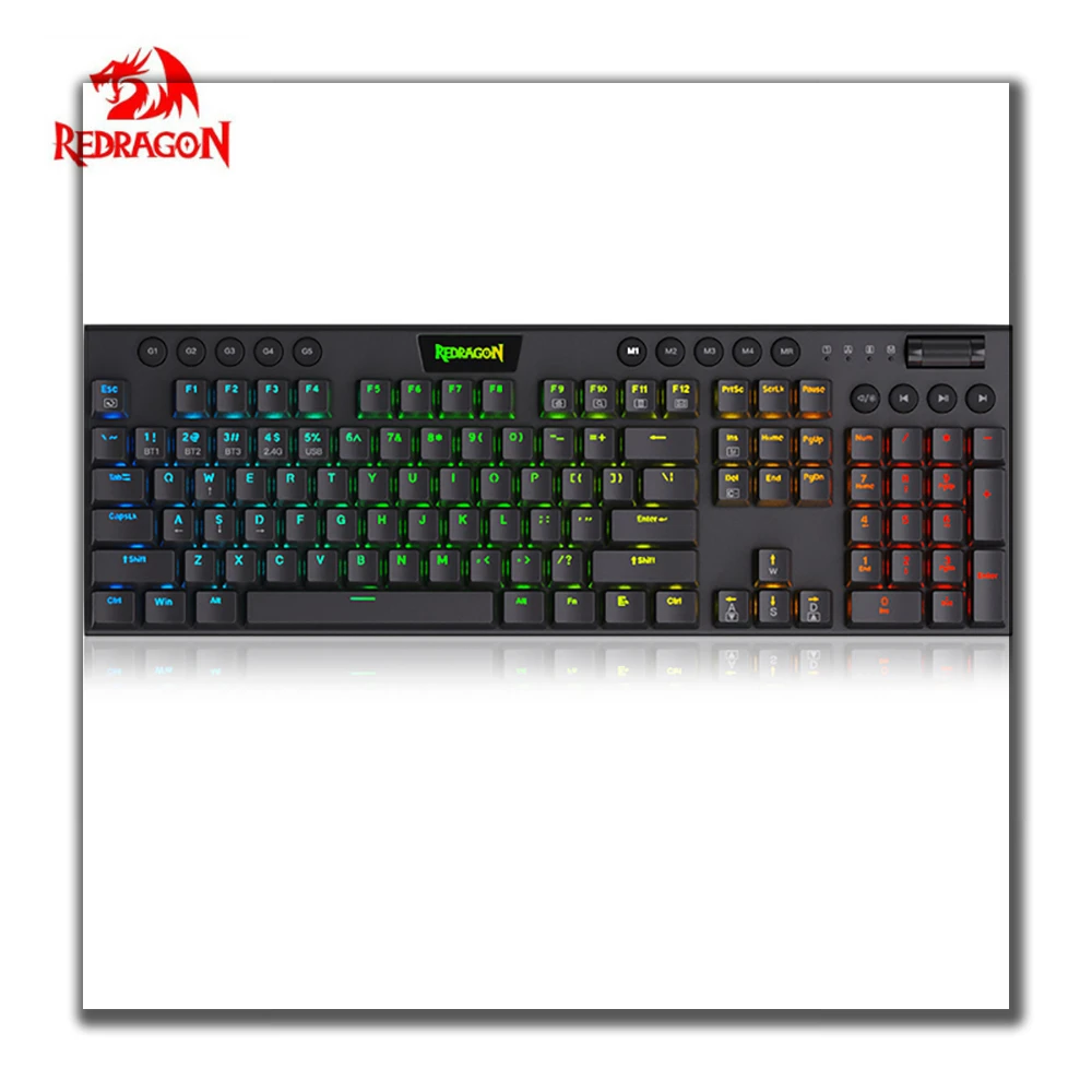 REDRAGON K618 104 tasten Gaming Mechanische Tastatur Wired/2,4G Wireless/Bluetooth RGB Backlit Spiel Tastatur Für Laptop computer Gamer