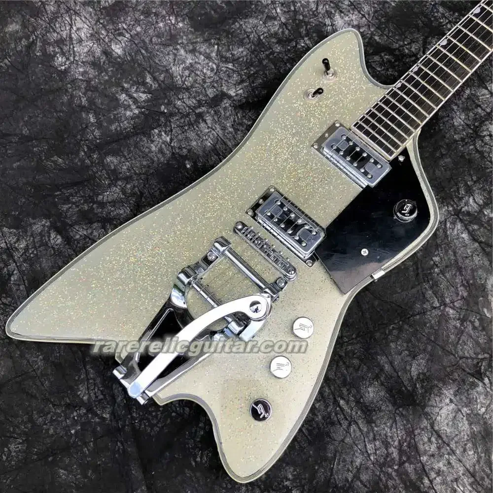 In Stock Billy Bo Jupiter Metallic Big Sparkle Electric Guitar Bigs Tremolo Tailpiece  Dark Fingerboard Thumbnail Inlay