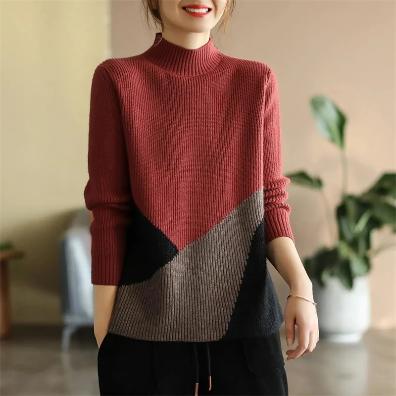 

Women's Turtleneck Sweater Fall Winter New Loose Warm Knit Pullover Tops Candy Colors Knitwear Jumper Korean Soft Casual Poleras