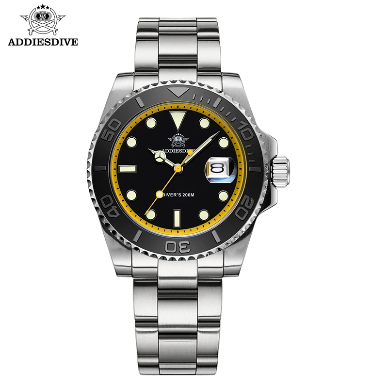 ADDIESDIVE New Men Watch Luxury Diver Quartz Watch 200m Diving Stainless Steel Bezel  41mm BGW9 Luminous Wristwatch for Men