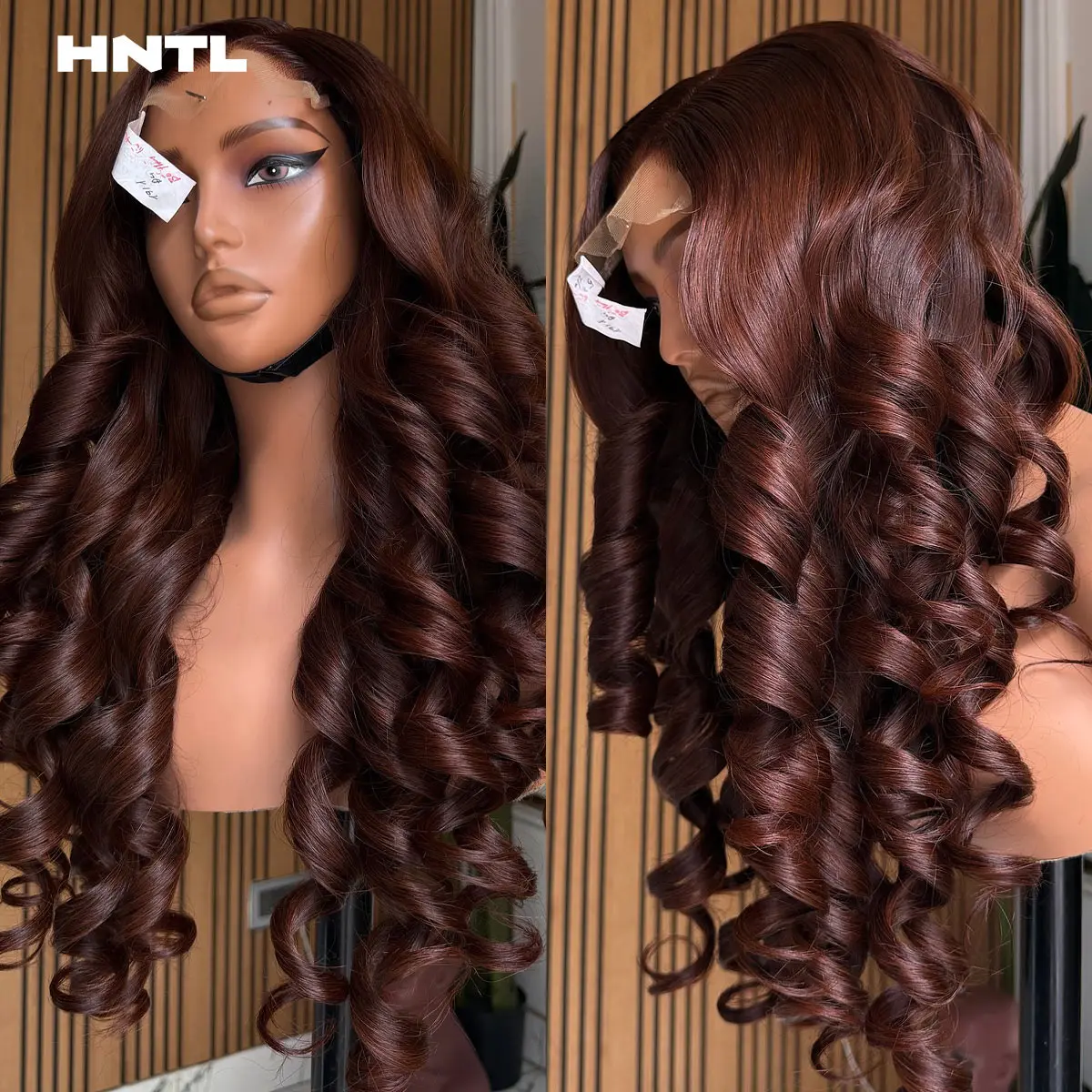 

400 Density Glueless Wig Brown Color 5by5 Lace Closure Wig Human Hair 13x6 13x4 Bouncy Curly HD Lace Front Wigs Ready to Wear
