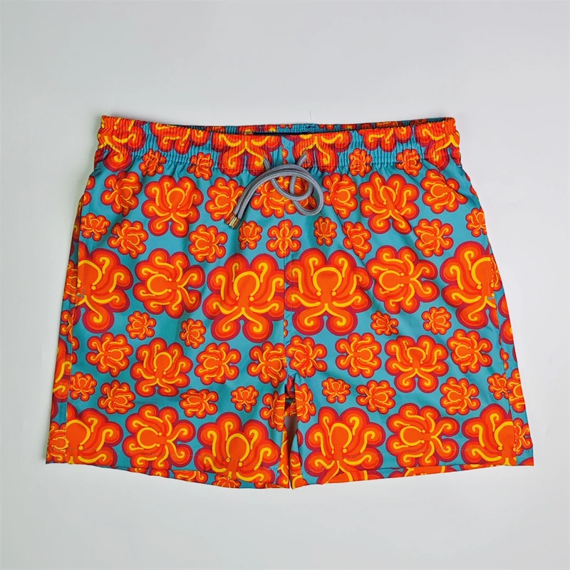 VILEBREQUIN  Pantalones cortos de tablero para hombre, Bañador con estampado de Coconut Tree alrededor de la playa, natación en la piscina, fiesta