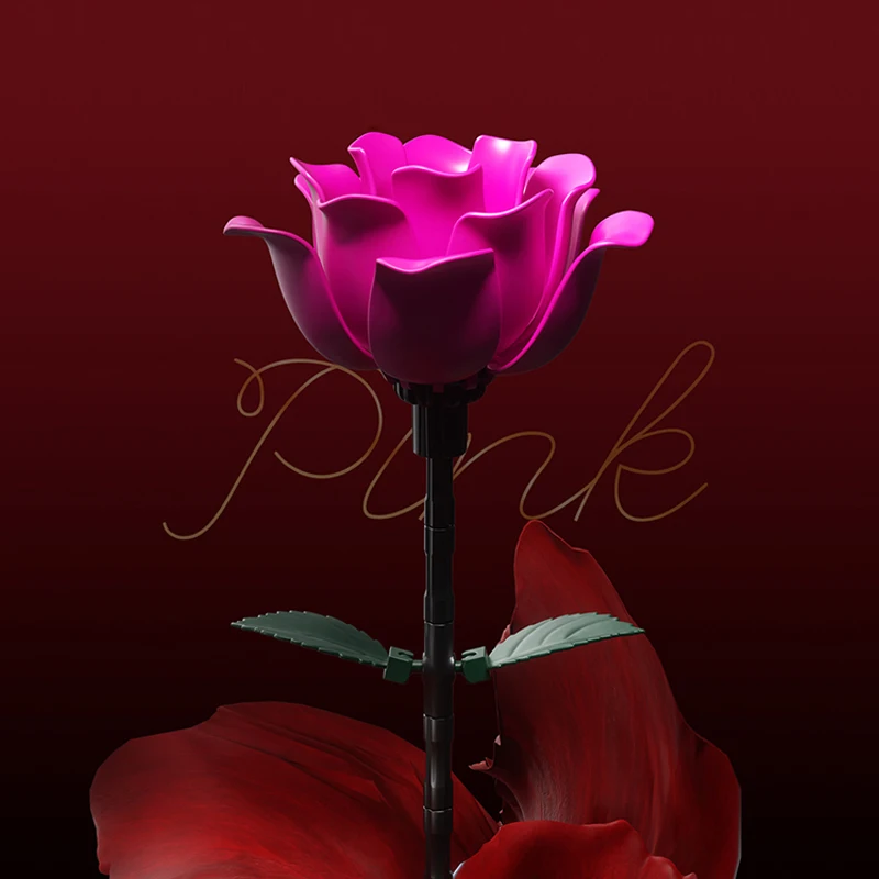 جاكي بلاك روز ديكور المنزل الإبداعية زخرفة نموذج زهرة الجمعية ألعاب مكعبات البناء عيد الحب هدية عيد الأم