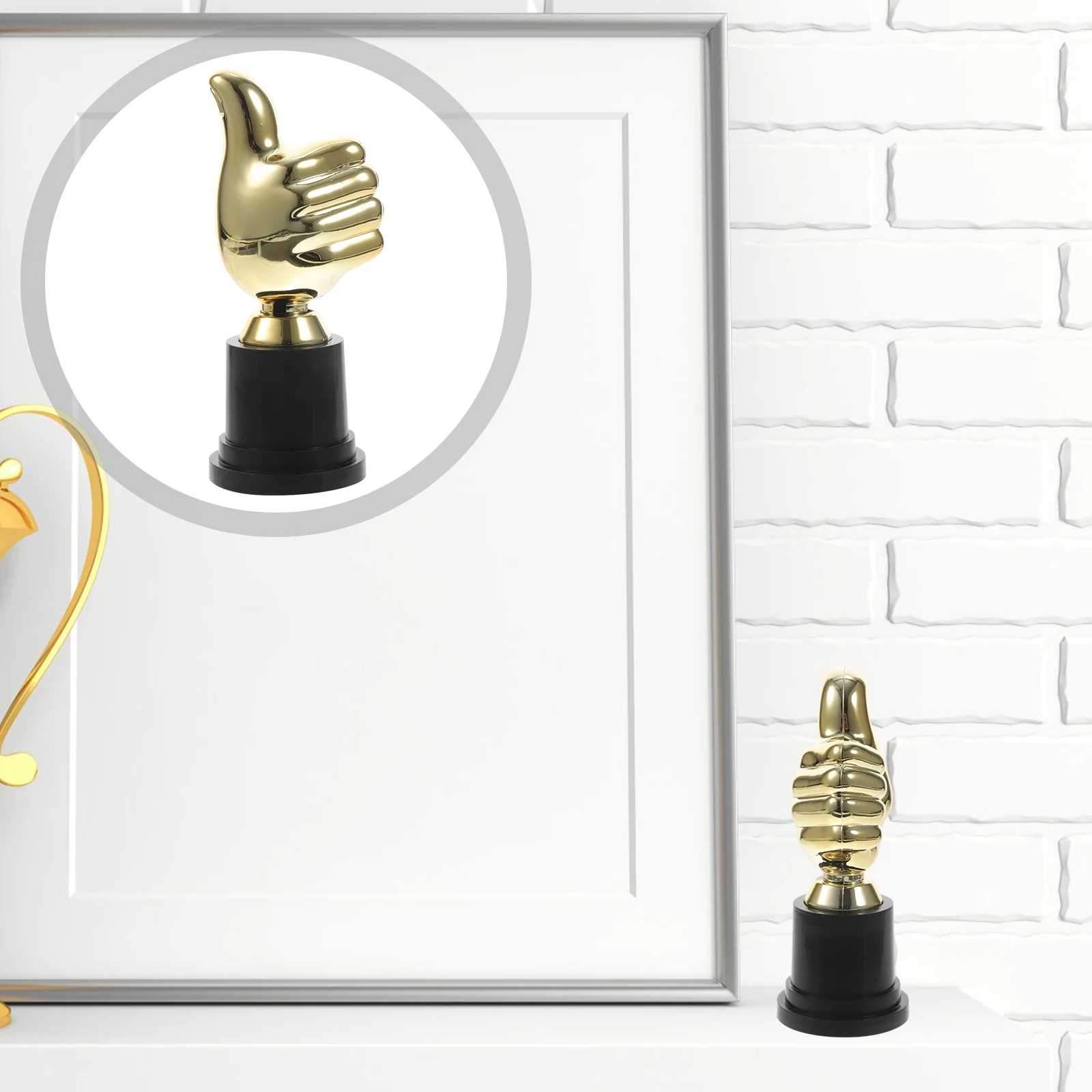 

8Pcs Gold Plastic Trophy Thumb Shape for Football Soccer Day Awards Classroom Recognition Trophies