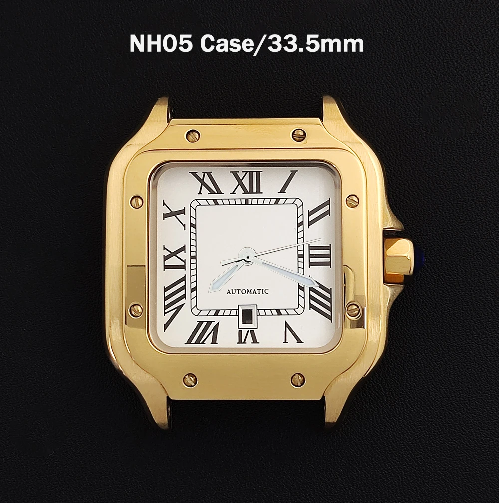 NH05 Zifferblatt NH05 33,5mm Gehäuse Damen Quadratisches Edelstahlgehäuse Graffiti-Zifferblatt Individuelles Logo Passend für NH05 Uhrwerk Uhrenteile