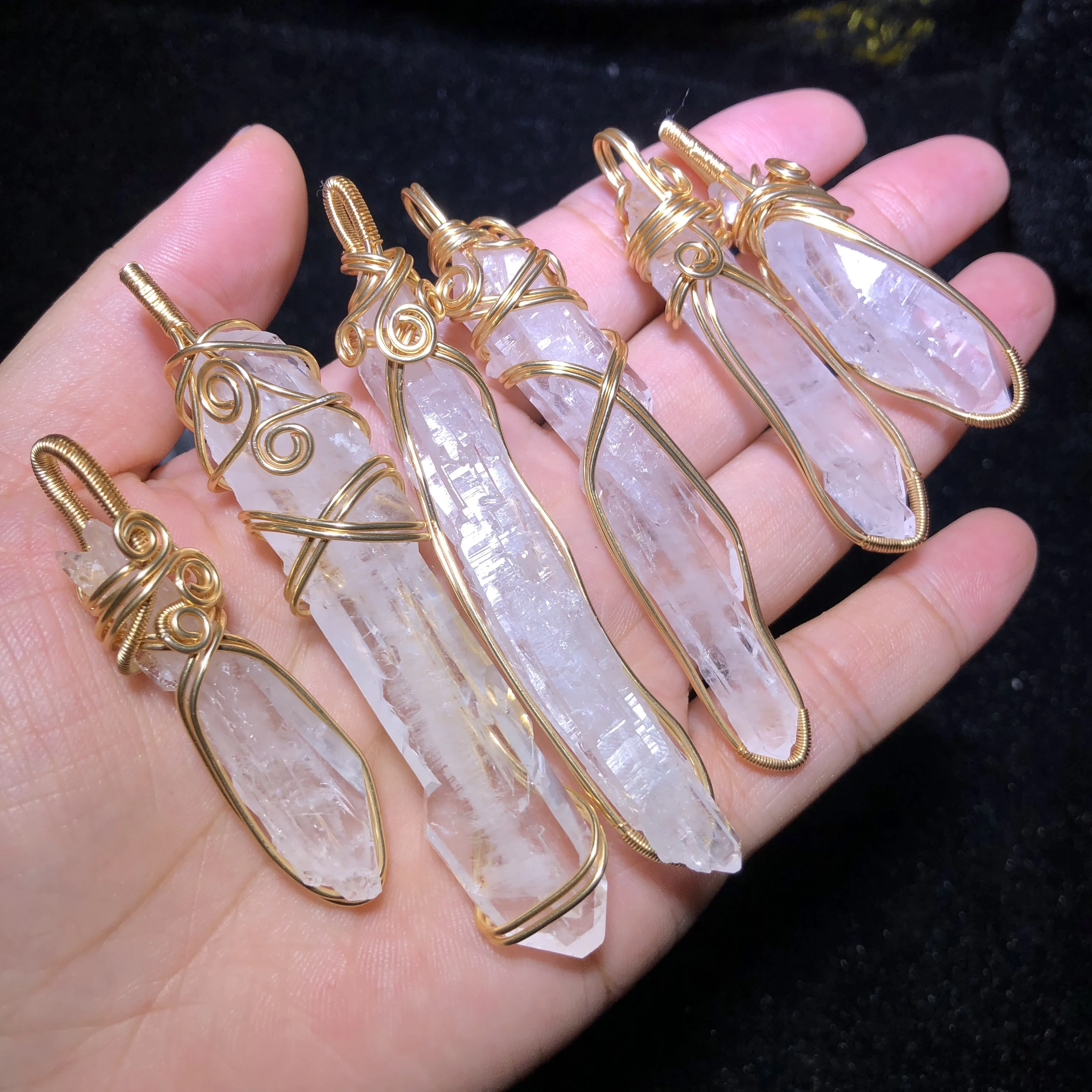 1 Pc Fengbaowu Natural Raw Rough Colombia Faden Quartz Crystal Wire Wrapping Necklace Pendant Reiki Healing Stone